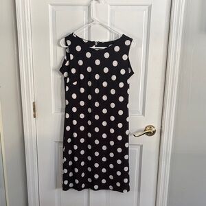 Tommy Hilfiger Black and White Polka Dot Sleeveless Midi Dress